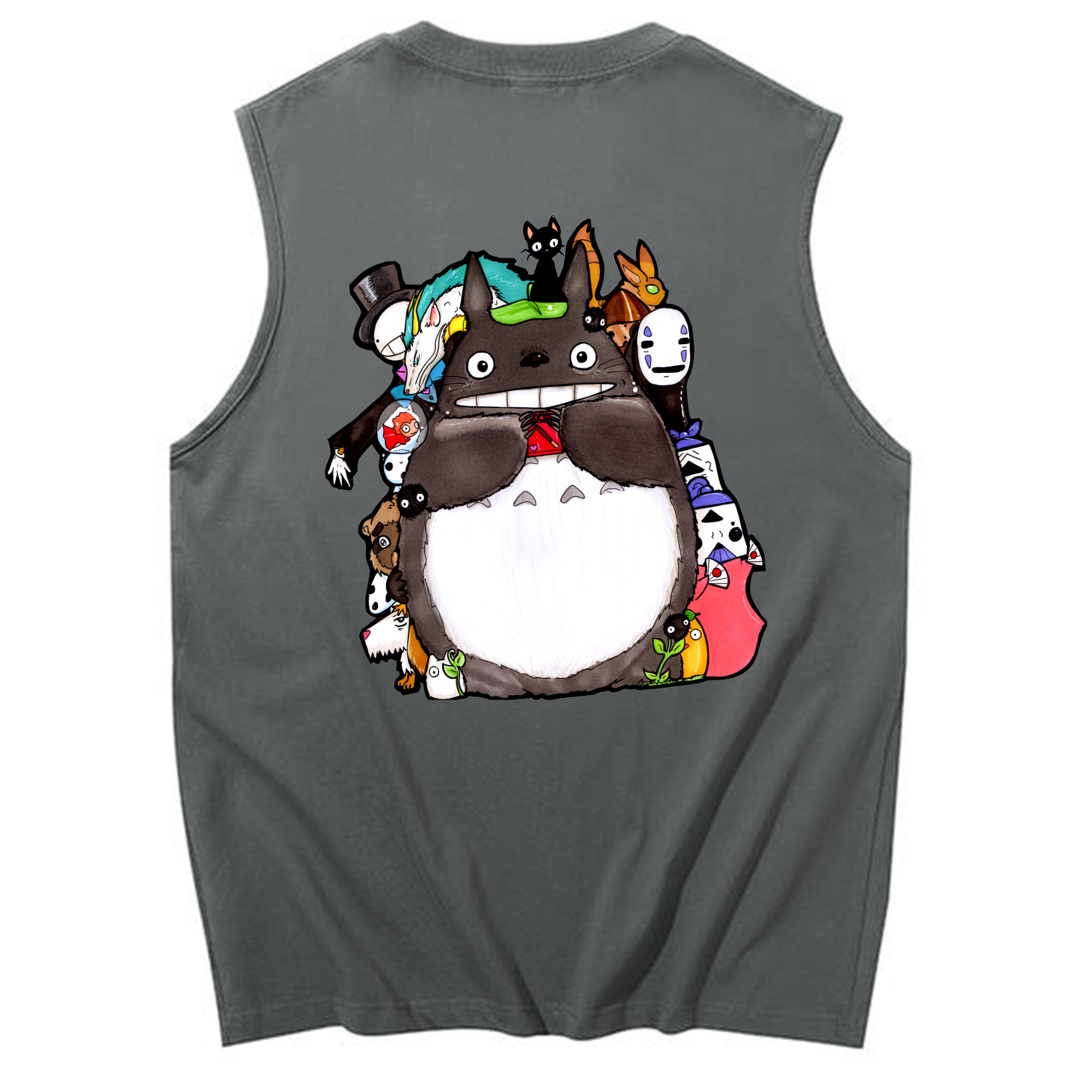 （画像用） となりのトトロ 草壁メイ 草壁サツキ My Neighbor Totoro Satsuki Kusakabe Mei Kusakabe コットン100％タンクトップ（背面プリント）